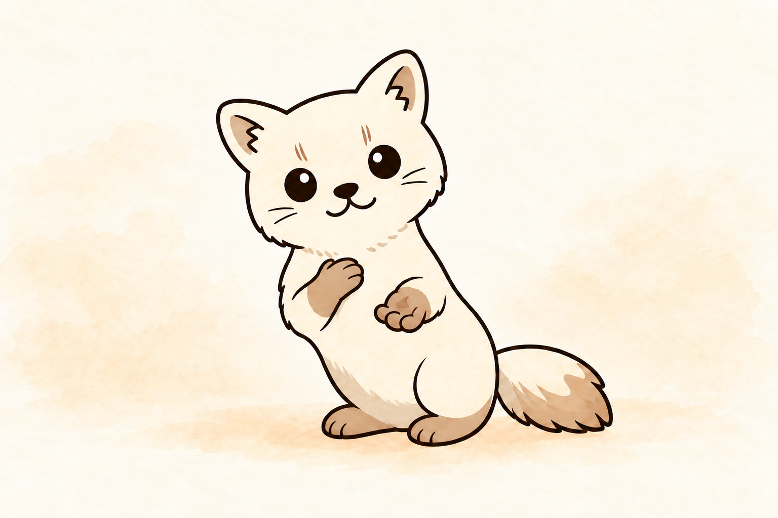 胸に手を添え、穏やかに語りかけるエゾクロテンちゃん