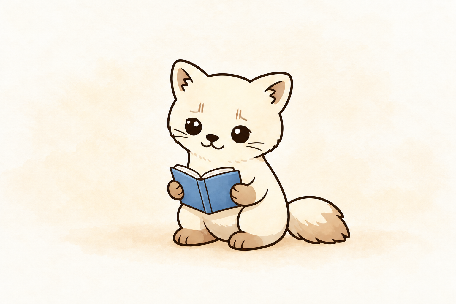 本を読み、少しほっとした表情のエゾクロテンちゃん